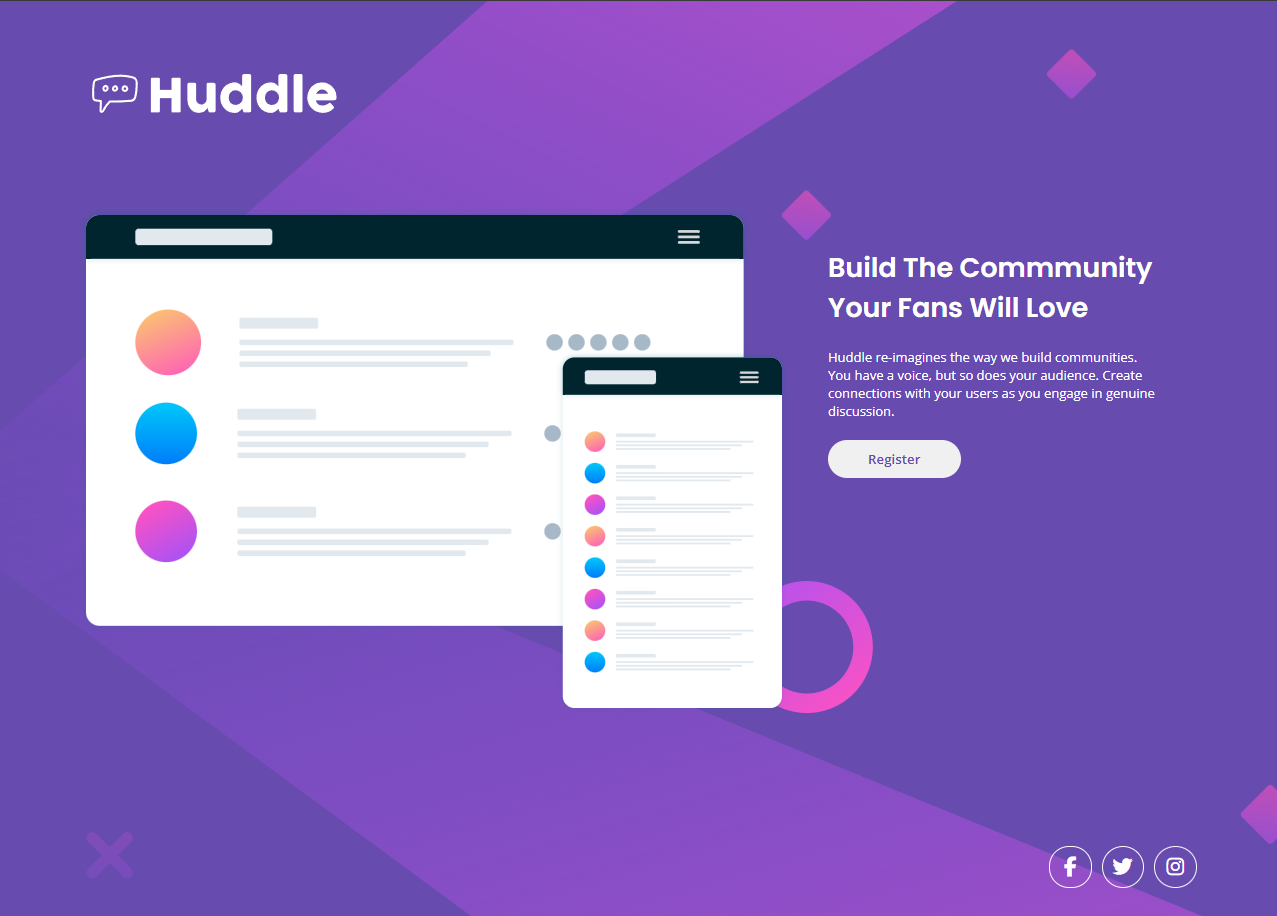 Huddle landing page